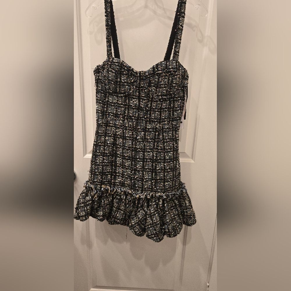 NWT Aqua Tweed Bubble Hem Dress, Size L